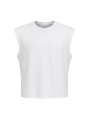 Lilou Beyaz Vatkalı Kolsuz Tshirt