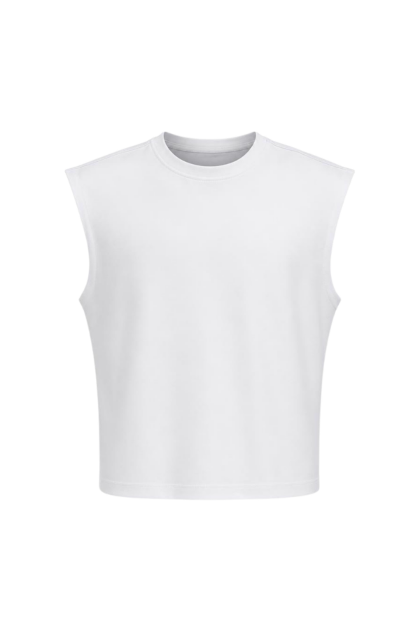 Lilou Beyaz Vatkalı Kolsuz Tshirt
