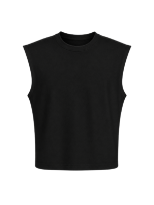 Lilou Siyah Vatkalı Kolsuz Tshirt