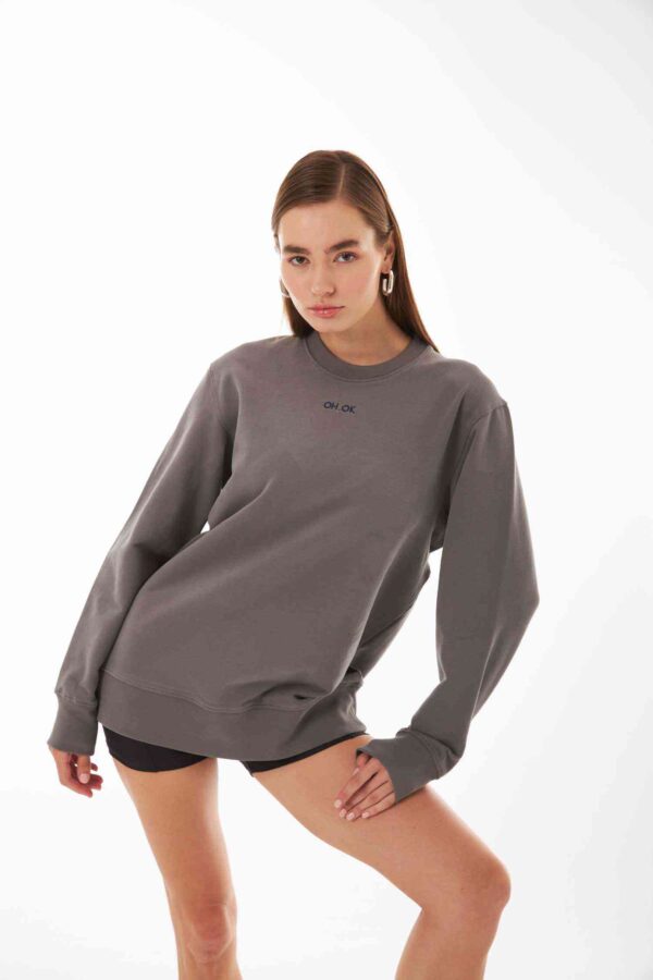 Valerie Gri Kişiselleştirilmiş Oversize Sweatshirt