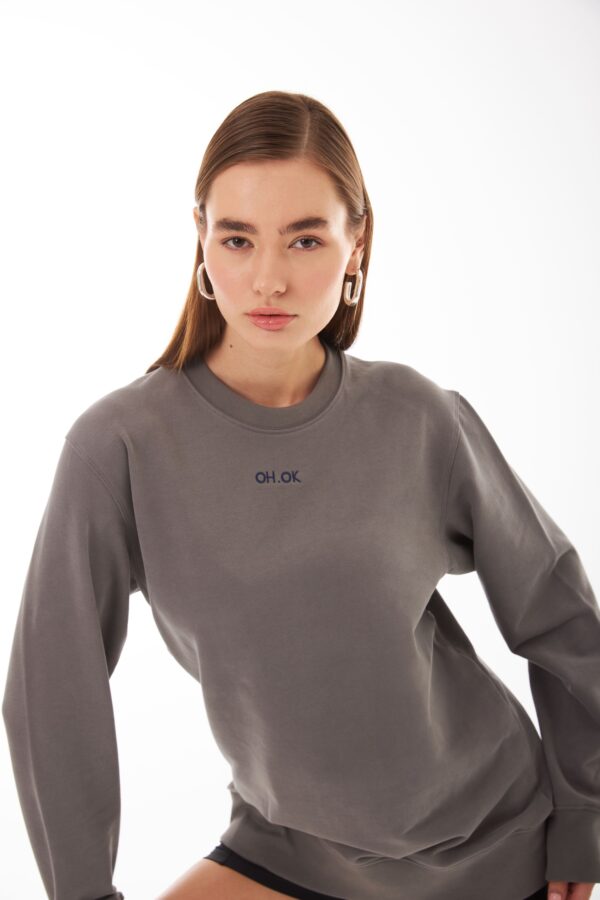 Valerie Gri Kişiselleştirilmiş Oversize Sweatshirt