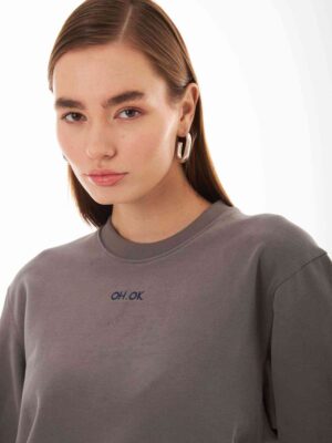 Valerie Gri Kişiselleştirilmiş Oversize Sweatshirt