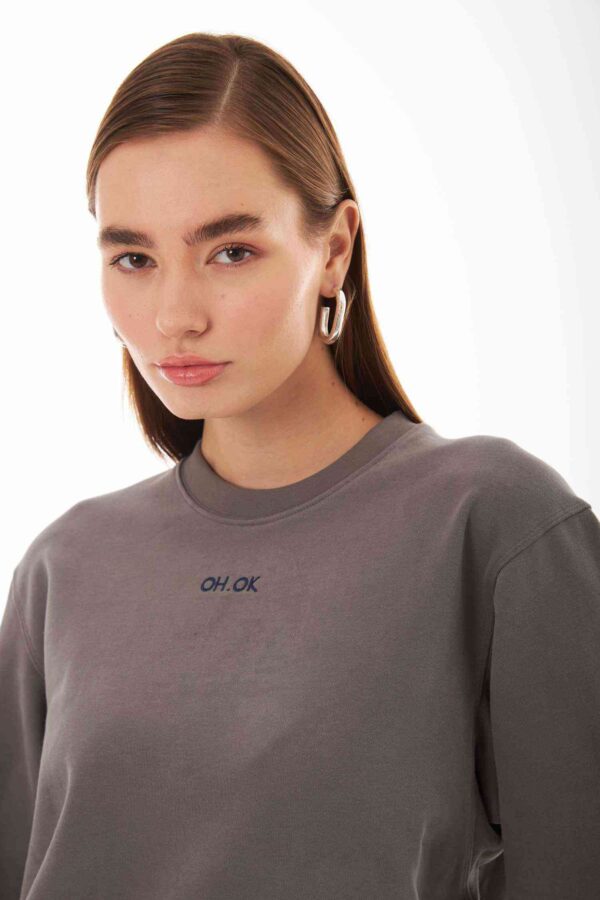 Valerie Gri Kişiselleştirilmiş Oversize Sweatshirt