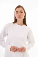 Valerie Beyaz Kişiselleştirilmiş Oversize Sweatshirt