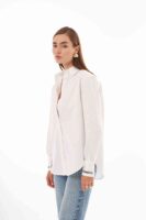 Amelie Beyaz Kişiselleştirilmiş Oversize Gömlek