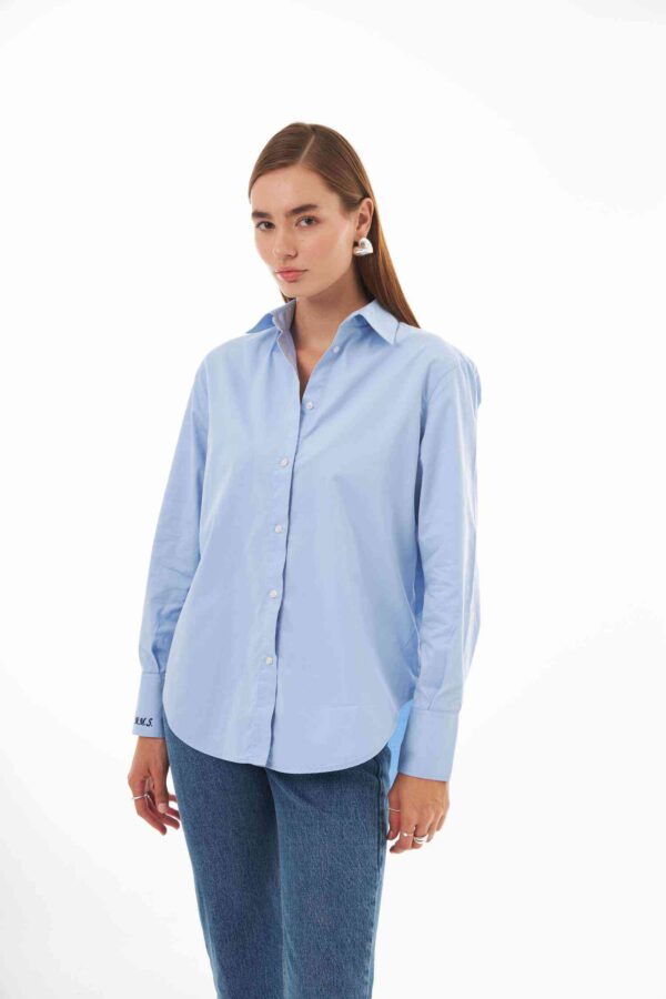 Amelie Mavi Kişiselleştirilmiş Oversize Gömlek