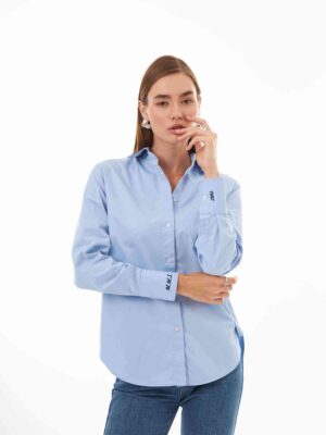Amelie Mavi Kişiselleştirilmiş Oversize Gömlek