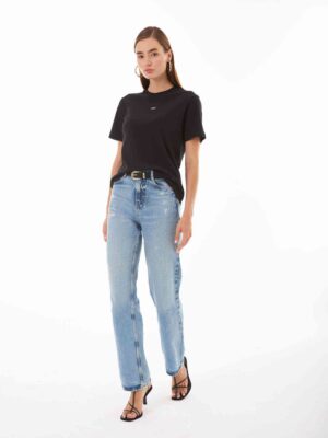 Anais Siyah Kişiselleştirilmiş Basic T-shirt
