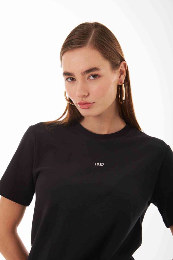 Anais Siyah Kişiselleştirilmiş Basic T-shirt