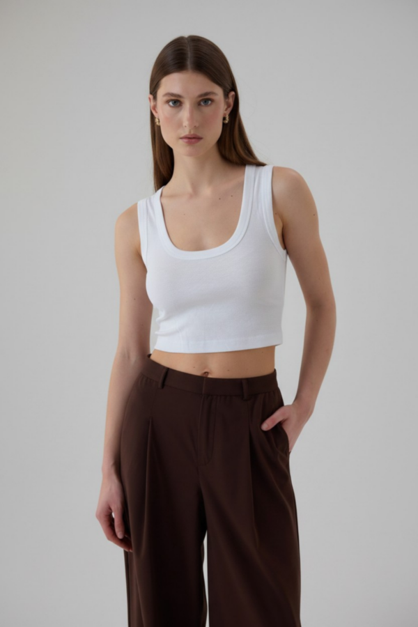 Belle Beyaz Crop Top
