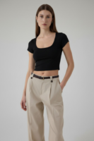 Remi Siyah Crop Top