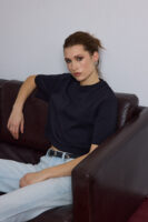 Berthe Crop Cepli Boyfriend Siyah Tshirt