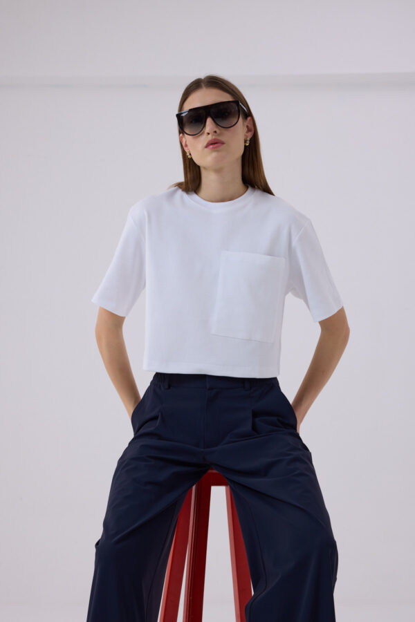 Berthe Crop Cepli Boyfriend Beyaz Tshirt