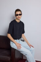 Berthe Crop Cepli Boyfriend Siyah Tshirt