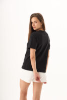 Kalpli Anais Siyah Basic Tshirt