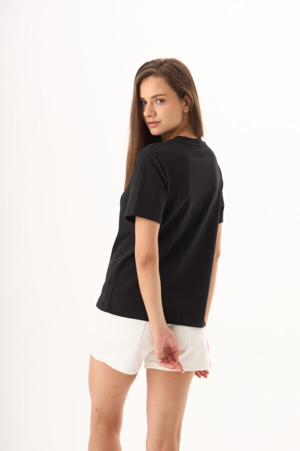 Kalpli Anais Siyah Basic Tshirt