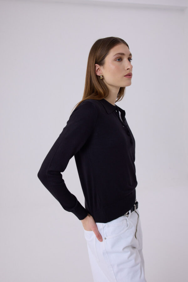 Clara Siyah Polo Yaka Triko