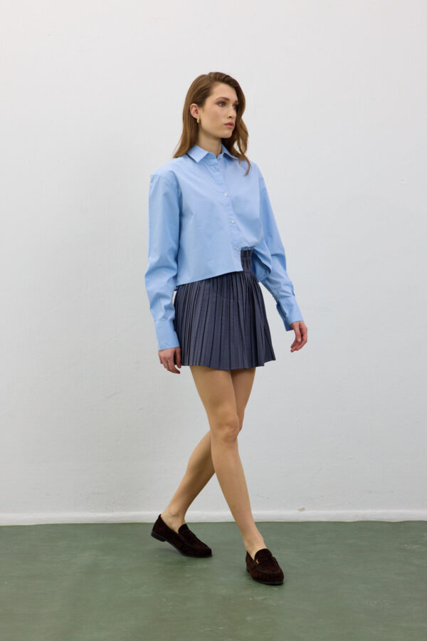 Amelie Oversize Crop Mavi Gömlek