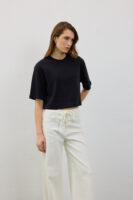 Berthe Crop Boyfriend Siyah Tshirt