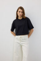 Berthe Crop Boyfriend Siyah Tshirt