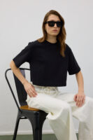 Berthe Crop Boyfriend Siyah Tshirt