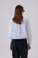 Amelie Oversize Crop Kişiselleştirilmiş Beyaz Cepli Gömlek