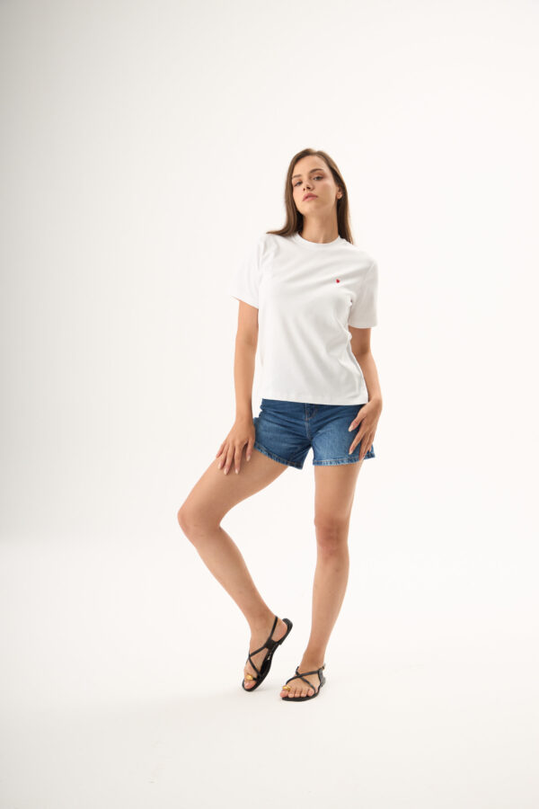 Kalpli Anais Beyaz Basic Tshirt