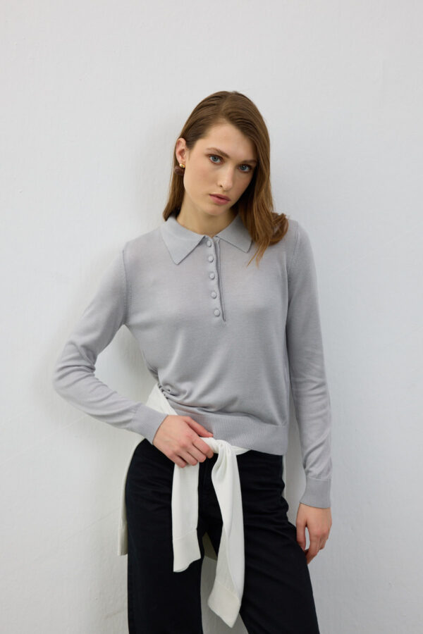 Clara Gri Polo Yaka Triko