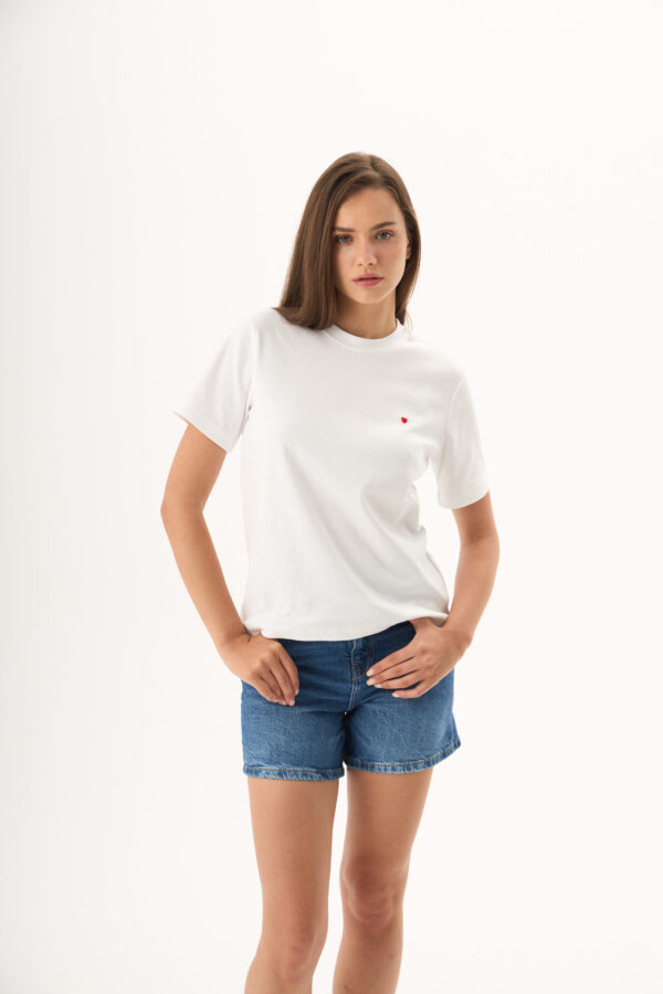 Kalpli Anais Beyaz Basic Tshirt