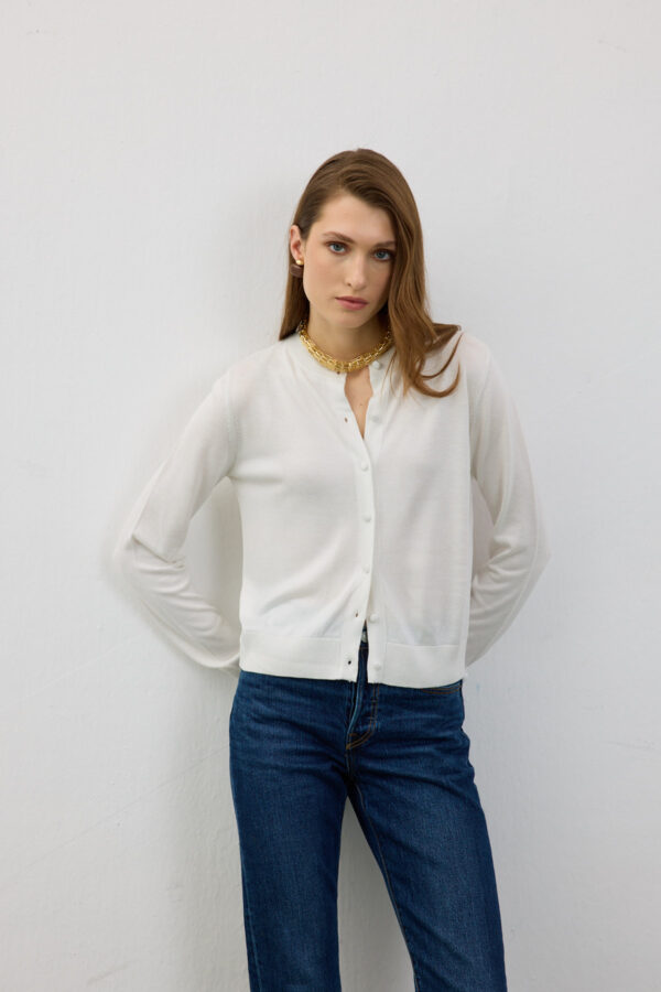 Aline Kırık Beyaz Hırka