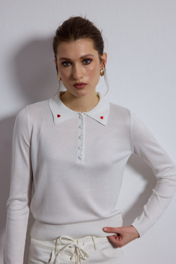 Kalp Yaka Clara Polo Yaka Triko