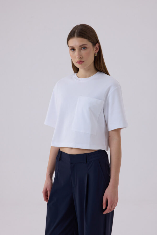 Berthe Crop Cepli Boyfriend Beyaz Tshirt