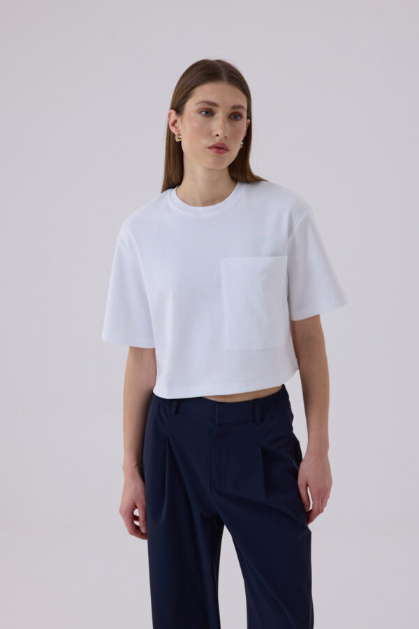 Berthe Crop Cepli Boyfriend Beyaz Tshirt