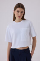 Berthe Crop Cepli Boyfriend Beyaz Tshirt
