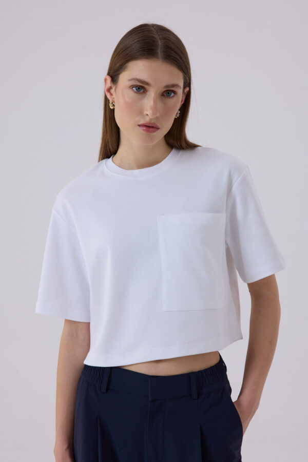 Berthe Crop Cepli Boyfriend Beyaz Tshirt