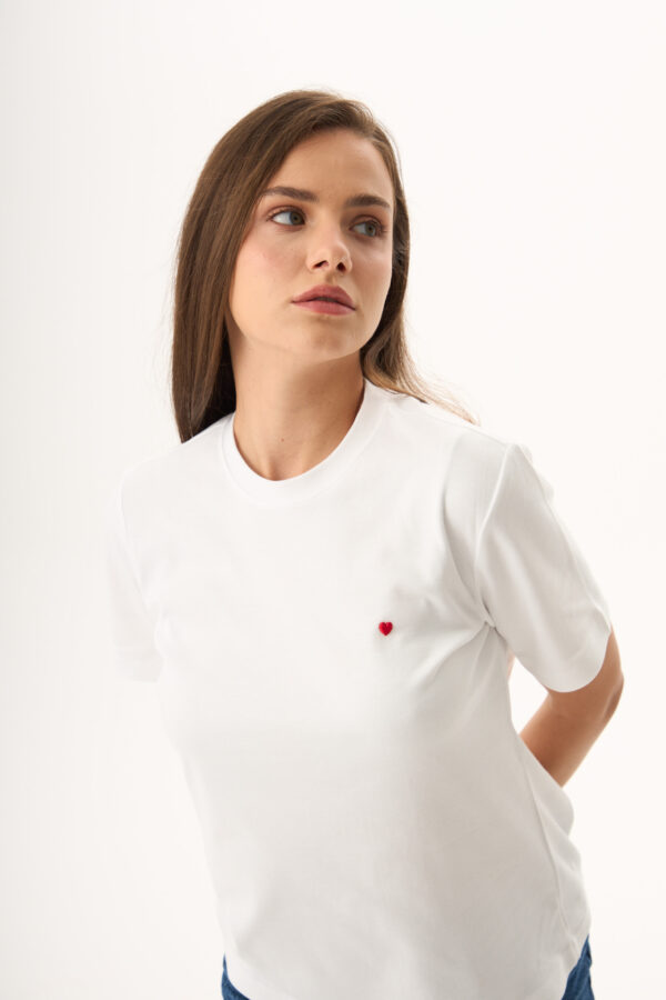 Kalpli Anais Beyaz Basic Tshirt