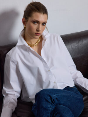 Amelie Oversize Crop Beyaz Gömlek