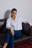 Amelie Oversize Crop Beyaz Gömlek
