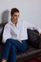 Amelie Oversize Crop Beyaz Gömlek