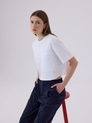 Berthe Crop Cepli Boyfriend Beyaz Tshirt