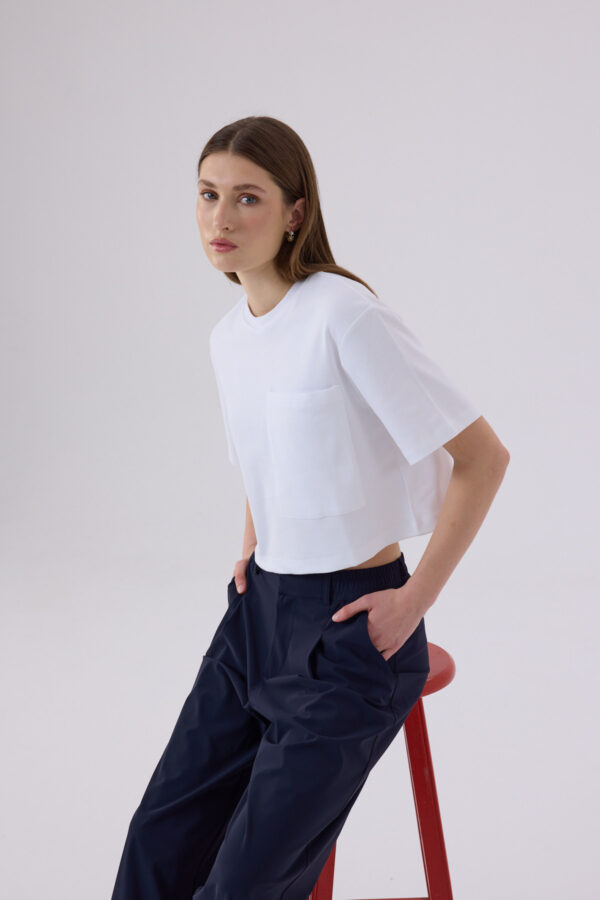 Berthe Crop Cepli Boyfriend Beyaz Tshirt