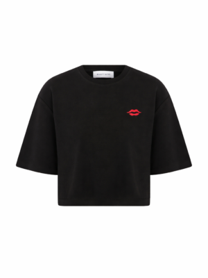 Berthe Crop Boyfriend Kişiselleştirilmiş Siyah Tshirt