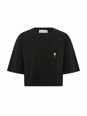 Berthe Crop Cepli Boyfriend Kişiselleştirilmiş Siyah Tshirt