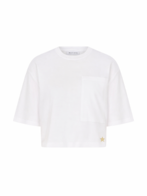 Berthe Crop Cepli Boyfriend Kişiselleştirilmiş Beyaz Tshirt