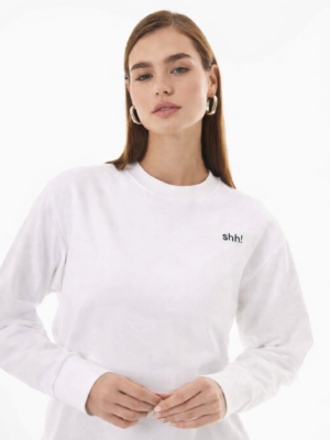 Valerie Beyaz Kişiselleştirilmiş Oversize Sweatshirt
