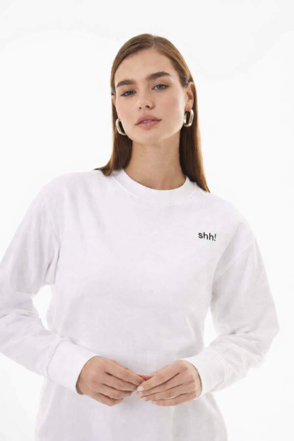 Valerie Beyaz Kişiselleştirilmiş Oversize Sweatshirt