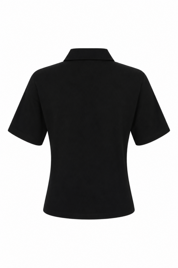 Marie Siyah Polo Yaka Kalp Detaylı Tshirt