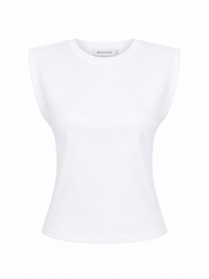 Lilou Beyaz Vatkalı Kolsuz Tshirt