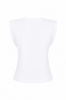 Lilou Beyaz Vatkalı Kolsuz Tshirt