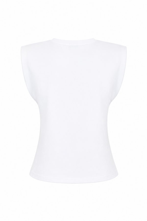 Lilou Beyaz Vatkalı Kolsuz Tshirt